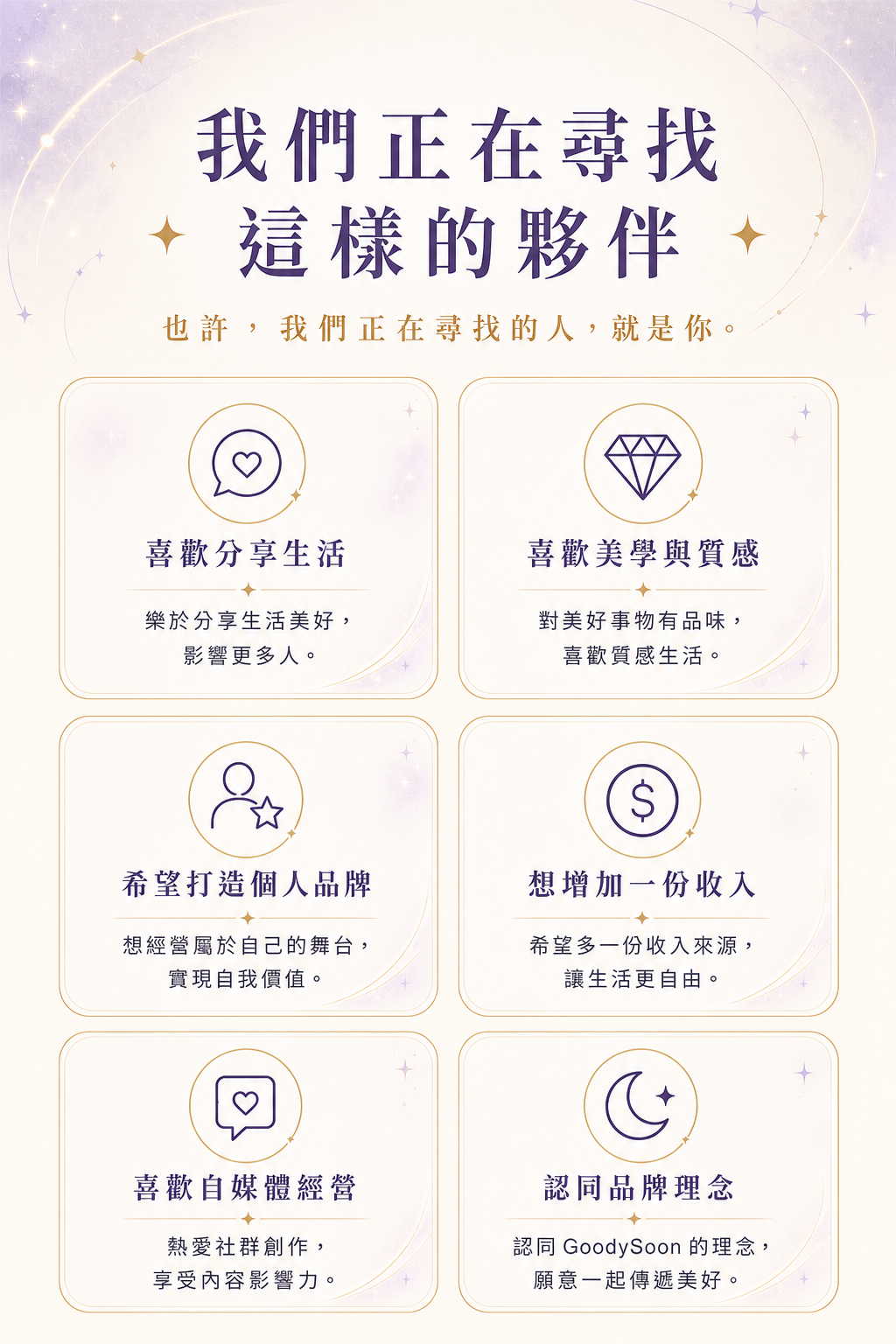 我們正在尋找這樣的夥伴